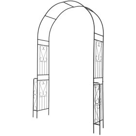 7.9 Feet Metal Garden Arch Backdrop Stand With Fence For Climbing Plants
