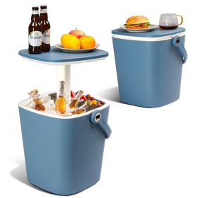 Outdoor Cooler Table, 4 Gallon Portable Cooler Side Table With Handle, Bottle Opener And Lift Top Lid, All-Weather Resistant Patio Cooler Ice Cool Bar