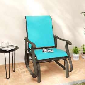 Outdoor Glider Chair Patio Glider Swing Chair With Mesh Seat, Steel Frame For Backyard, Garden, Porch, Blue