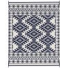Reversible Outdoor Rug, Waterproof Plastic Straw with Carry Bag, 8' x 10', Blue & White Rhombus Border