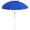 5.7' Beach Umbrella with Tilt Adjustable Height, Cup Holders Hook Vent Ruffles for Travel Blue
