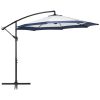 10FT Cantilever Patio Umbrella, Offset Umbrella with Crank and Cross Base for Deck, Backyard, Pool and Garden, Navy Blue