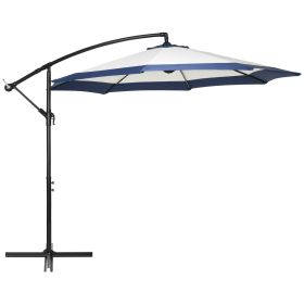 10FT Cantilever Patio Umbrella, Offset Umbrella with Crank and Cross Base for Deck, Backyard, Pool and Garden, Navy Blue