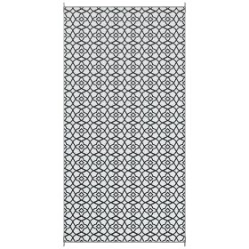 Outdoor Rug 9'x18' Reversible, RV Camping, Black & White Clover, Portable Design