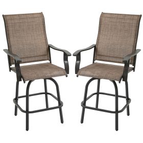 Rotating Bar Stools with Armrests, High-Grade Sling & Steel Frame for Patio