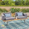 Outdoor Acacia Wood 2 Seater Sofa with Metal Legs for Garden Patio
