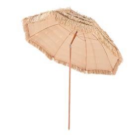 VEVOR Tiki Umbrella, 8 ft Thatched Patio Umbrella with Tilt, Hawaiian Style Beach Parasol with Durable PP Thatch and 8 Metal Ribs