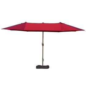 15ft Patio Umbrella with Base, Rectangular Double-Sided Shade, Easy Crank