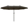 15ft Double-Sided Patio Umbrella Outdoor Market Extra Large Gray with Crank for Deck Lawn Backyard Pool