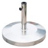 55lb Round Stainless Steel Outdoor Patio Umbrella Stand Base with Heavy Cement Bottom & Mirror Finish