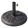 Round Resin Umbrella Base 18", Rose Floral Pattern, Market Parasol Stand for Φ1.5", Φ1.89" Pole - Bronze