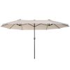 15ft Double-Sided Patio Umbrella Outdoor Market Extra Large Cream White with Crank for Deck Lawn Backyard Pool
