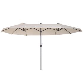 15ft Double-Sided Patio Umbrella Outdoor Market Extra Large Cream White with Crank for Deck Lawn Backyard Pool