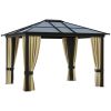 Luxury Hardtop Gazebo 12'x10' with Curtains, Outdoor Patio Canopy Shelter, Elegant Design for Garden