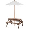 Picnic Table Wooden Tables and Bench Set with Umbrella Garden Indoor Outdoor