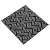 Portable Patio Mat Reversible Black & Gray Geometric Outdoor Rug 8x10 with Carry Bag for RV Camping
