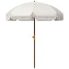 Portable Sunshade: 6.2' Elegant White, Travel-Friendly Beach Umbrella with Vent and Ruffles, Includes Bag|