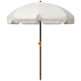 Portable Sunshade: 6.2' Elegant White, Travel-Friendly Beach Umbrella with Vent and Ruffles, Includes Bag|