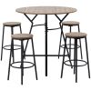 5-Piece Dining Set Bar Table Chairs Space Saving Black Brown for Pub Kitchen