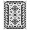 Reversible Outdoor Rug, Waterproof Plastic Straw with Carry Bag, 8' x 10', Black & White Rhombus Patchwork