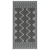 Reversible Outdoor Rug, Waterproof Plastic Straw with Carry Bag, 9' x 18', Black & Gray Rhombus Border