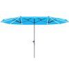 15ft Double-Sided Outdoor Umbrella with Solar Lights, UPF50+ Extra Large Aluminum Patio Umbrella with Crank, Blue