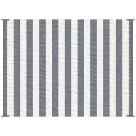 9' x 12' RV Outdoor Rugs / RV Outdoor Carpet with Carrying Bag, Gray & White Striped