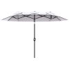 9.5' Double-Sided Patio Umbrella, Large Outdoor Market Umbrella with Push Button Tilt, Crank, 12 Ribs, for Garden, Deck, Pool