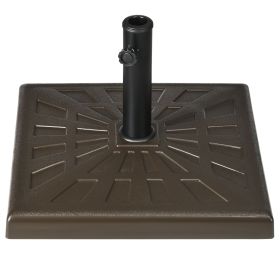 Resin Patio Umbrella Base Stand, 20" Square Holder, Brown, Sturdy & Elegant