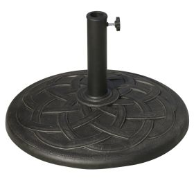 Round Bronze Resin 22" 42 lbs Umbrella Base, Decorative Pattern, Fits Φ1.5", Φ1.89" Poles - Sturdy Parasol Stand for Garden