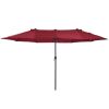 Extra Large 15ft Patio Umbrella, Double-Sided Outdoor Market Umbrella with Crank Handle for Deck, Lawn, Backyard and Pool, Wine Red