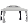 Patio Gazebo 10x13 with 2-Tier Polyester Roof and Mesh Portable Aluminum Frame Grey for Outdoor