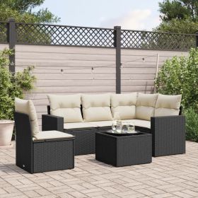Garden Sofa Set Black, Cream White PE Rattan, Powder-Coated Steel