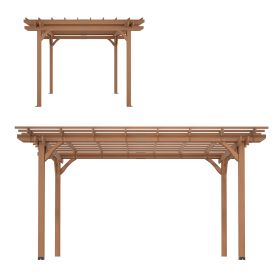 12 x 10 FT Outdoor Wood Pergola, Wooden Grape Pergola for Climbing Plant Support for Garden, Patio, Backyard, Deck, Brown