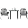 Garden Dining Set Black and Dark Grey Cushions