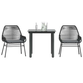 Garden Dining Set Black and Dark Grey Cushions