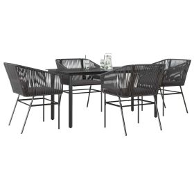 Garden Dining Set Black and Dark Grey