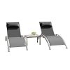 Pool Lounge Chairs Set of 3-Dark Grey (2 Lounge Chairs+1 Table)
