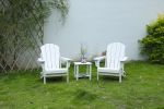 Folding Adirondack Chair with Side Table, 3-Piece Adirondack Chair Set, White (2 Chairs and 1 Table)