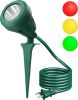 120V Spotlight Outdoor, 500LM Waterproof LED Spot Light with 3 Extra Lenses (Red Yellow Green), Landscape Lighting for Holiday, Trees, Flag
