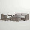 Stylish Rattan Wicker Fully Assembled 3-Person Seating Group with Plush Cushions – Perfect for Outdoor Relaxation