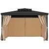VEVOR Gazebo Curtains Outdoor, 12' x 10' x 7.3' Gazebos, 4-Panel Sidewall Gazebo Privacy Curtains with Zippers