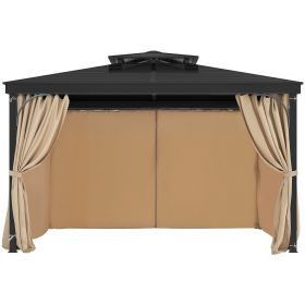 VEVOR Gazebo Curtains Outdoor, 12' x 10' x 7.3' Gazebos, 4-Panel Sidewall Gazebo Privacy Curtains with Zippers