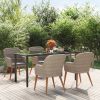 Garden Dining Set Table: Black, Chairs: Brown, Cushions: Dark Grey
