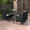 Garden Dining Set Black PE rattan Medium Durable