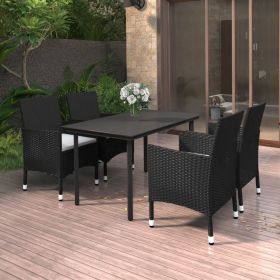Garden Dining Set Black PE rattan Medium Durable