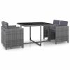 Garden Dining Set Grey PE Rattan, Glass, Powder-Coated Steel Medium