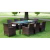 Outdoor Furniture Set Brown Steel frame, PE rattan, Glass Large