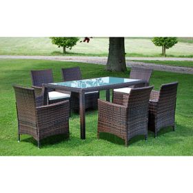 Outdoor Furniture Set Brown PE Rattan 7 Piece Seats Many