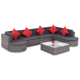 Sofa Set Grey, dark grey, red